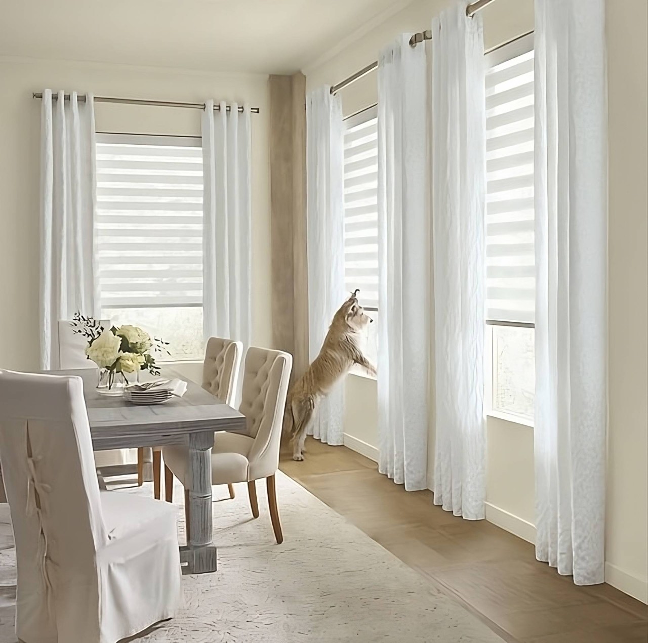 Hunter Douglas Alustra® Woven Textures® Roman Shades with PowerView® Automation near Stoneham, Massachusetts (MA)