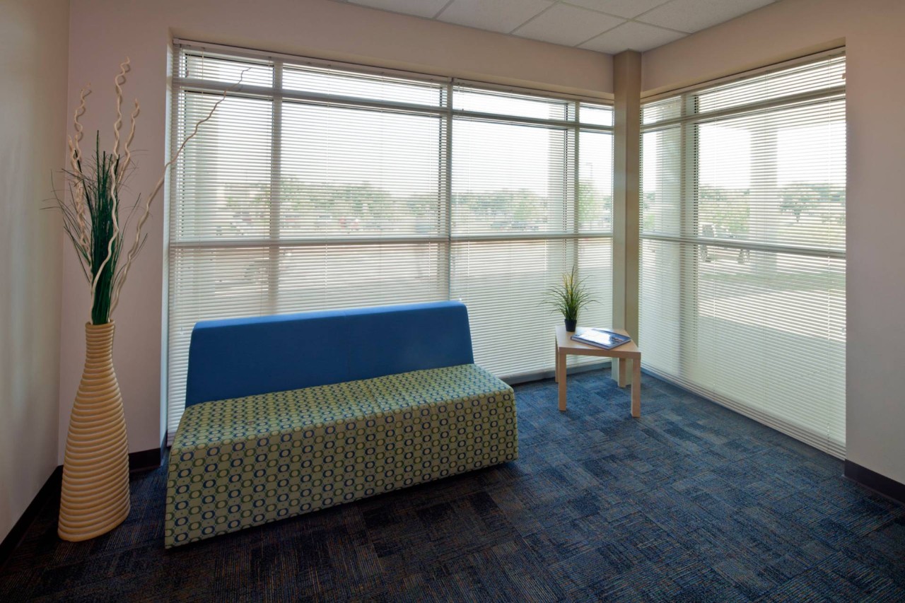 Hunter Douglas Aluminum Horizontal Blinds in a medical office near Stoneham, Massachusetts (MA)